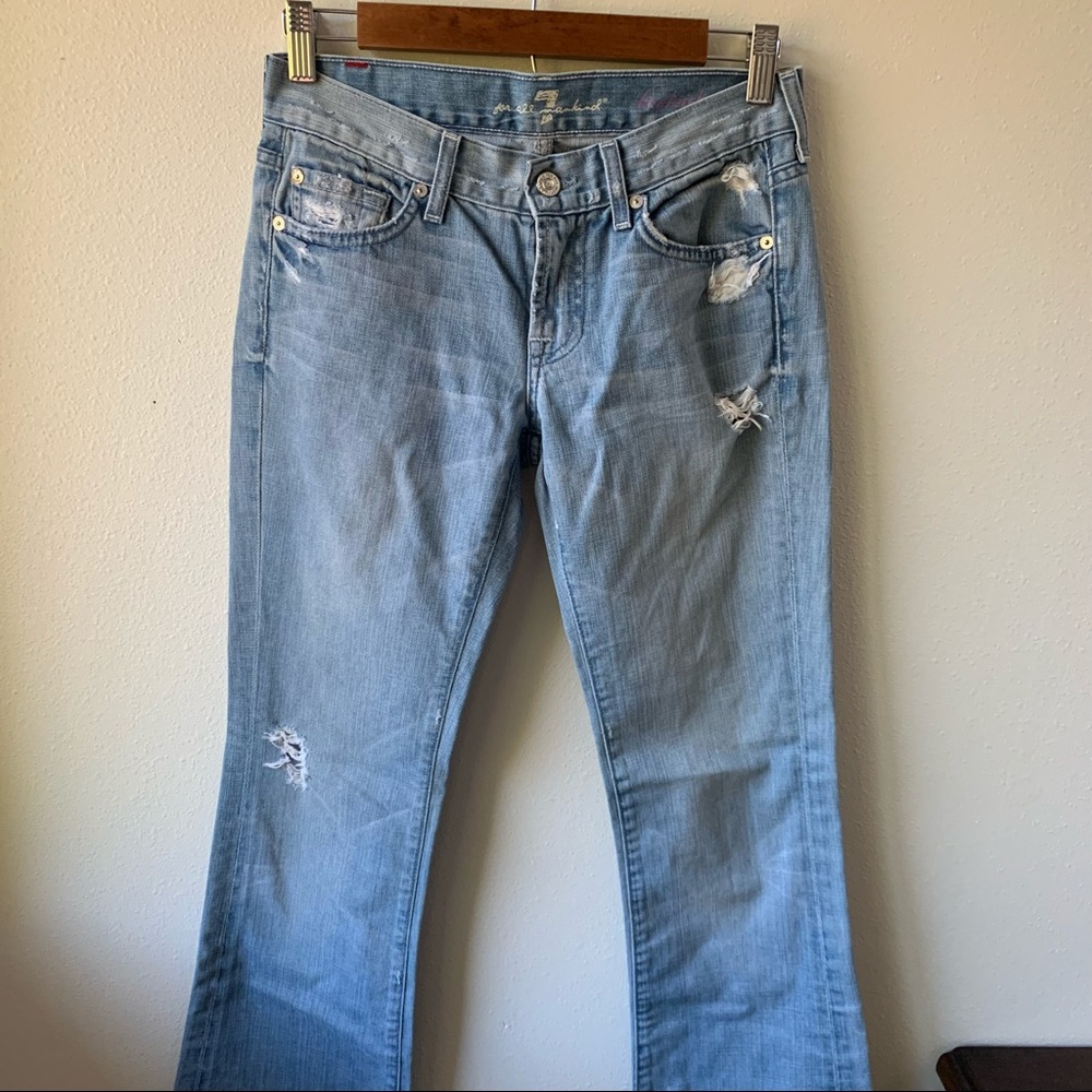 7 For All Mankind Distressed Bootcut Jeans: Size 25
